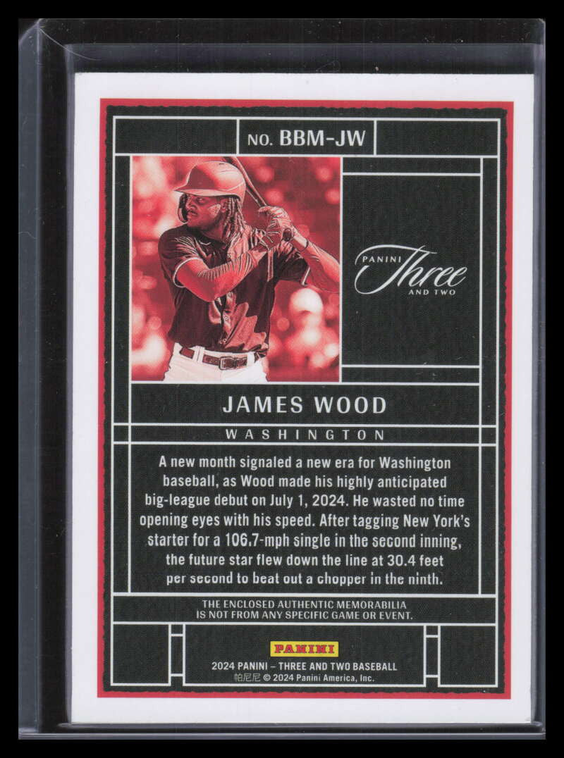 2024 Panini Three and Two Best Memorabilia Blue 20 James Wood Rookie Patch 15/15
