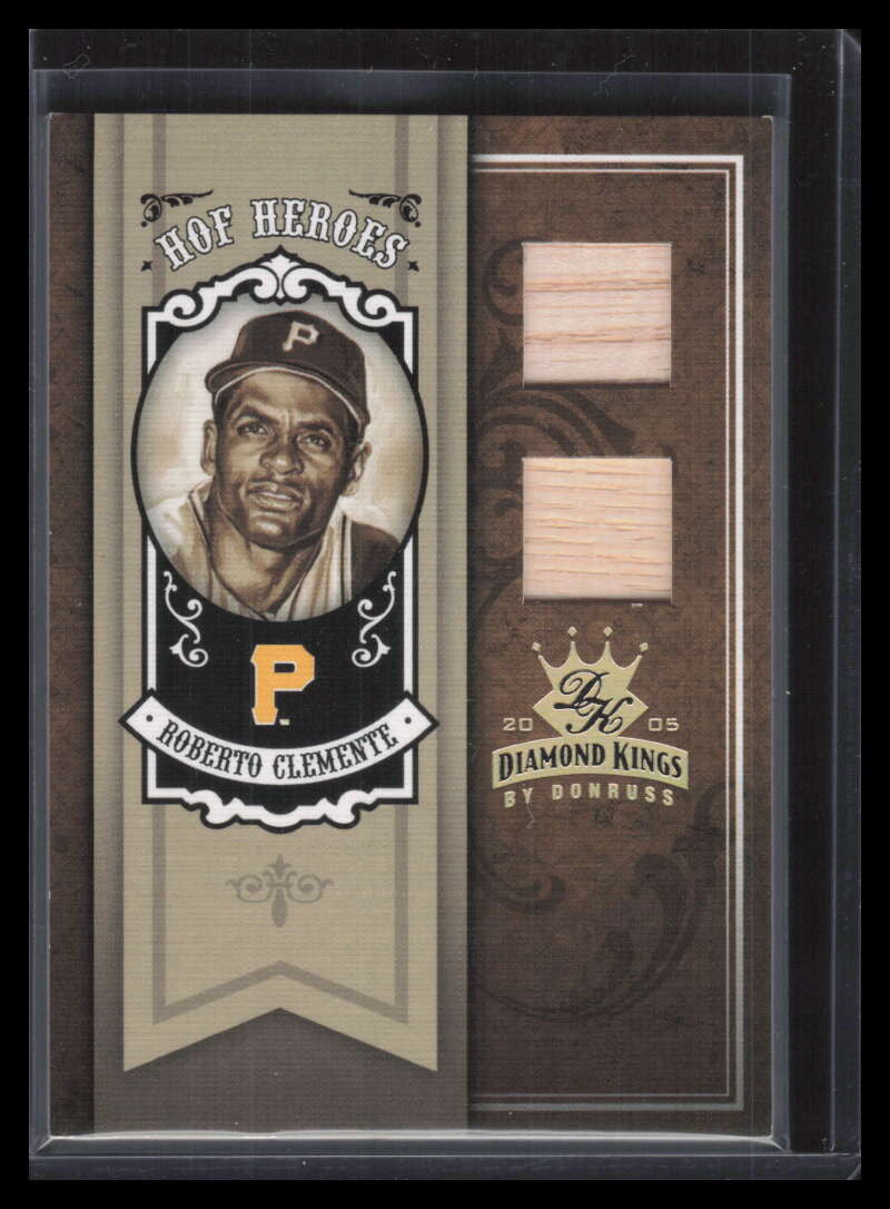 2005 Diamond Kings HOF Heroes Materials Gold hh96 Roberto Clemente Dual Bat 3/25