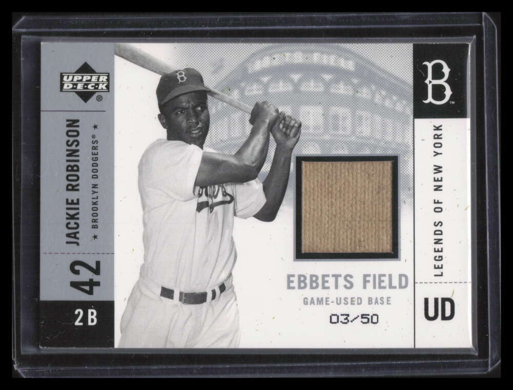 2001 UD Legends of NY Game Silver EFJR Jackie Robinson Ebbets Field Base 3/50