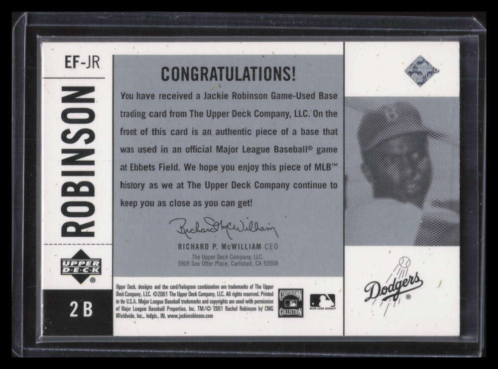2001 UD Legends of NY Game Silver EFJR Jackie Robinson Ebbets Field Base 3/50