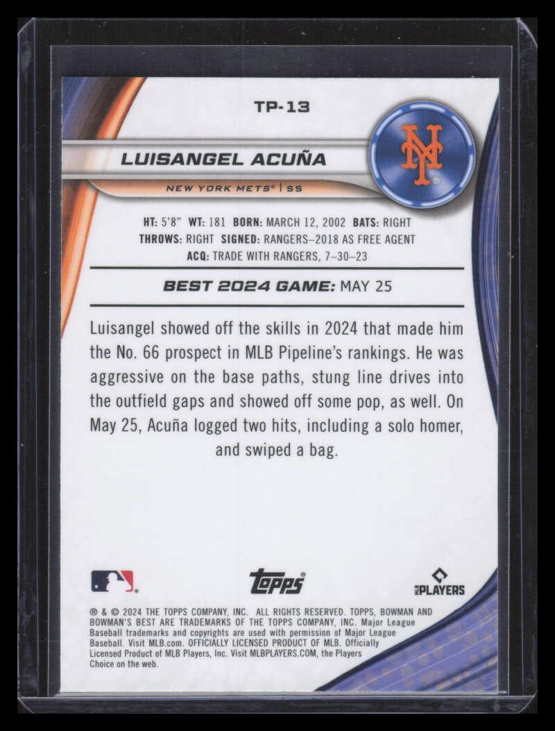 2024 Bowman's Best Top Prospects Gold Refractor tp13 Luisangel Acuna Rookie 4/50