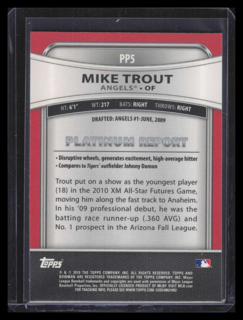 DELETE 173484 2010 Bowman Platinum Prospects pp5 Mike Trout Rookie 156372