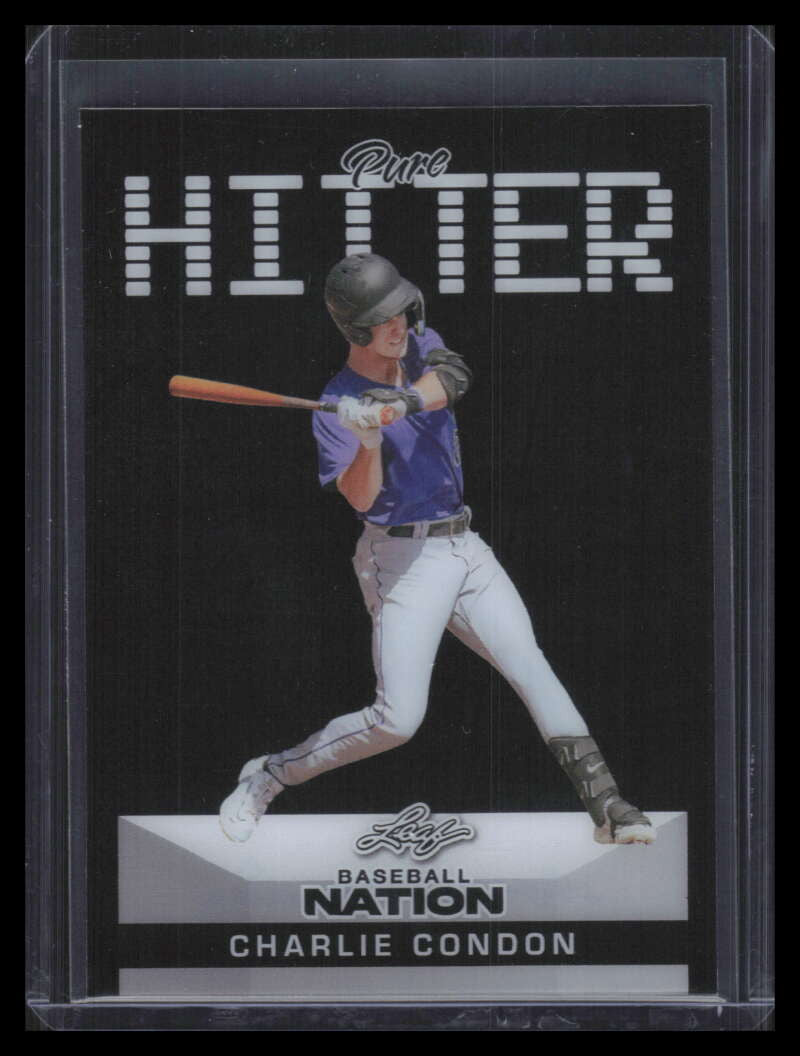 DELETE 173490 2025 Leaf Baseball Nation Pure Hitter Black Sparkles pb5 Charlie Condon RC 1/1