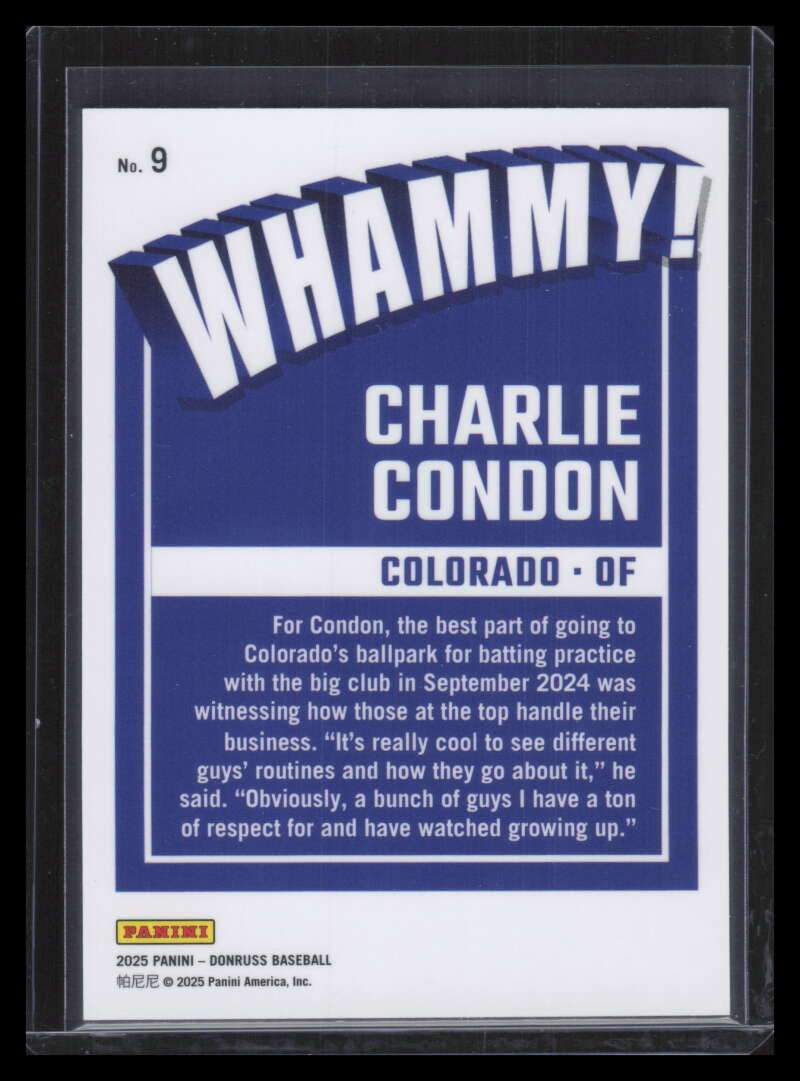 2025 Donruss Whammy! 9 Charlie Condon Rookie