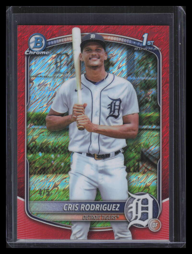 2025 Bowman Chrome Prospects Red Shimmer Refractor bcp250 Cris Rodriguez RC 4/5