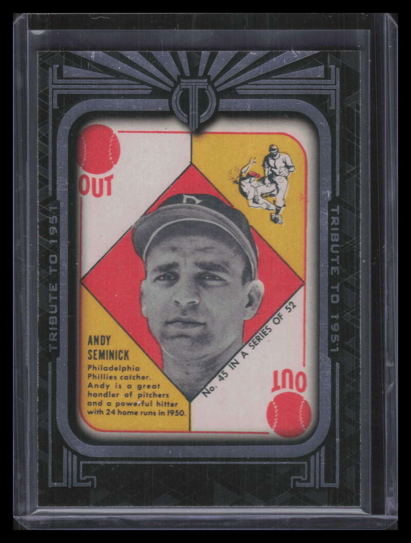 2019 Topps Tribute Framed Tribute to '51 Topps t51pm Andy Seminick Red Backs
