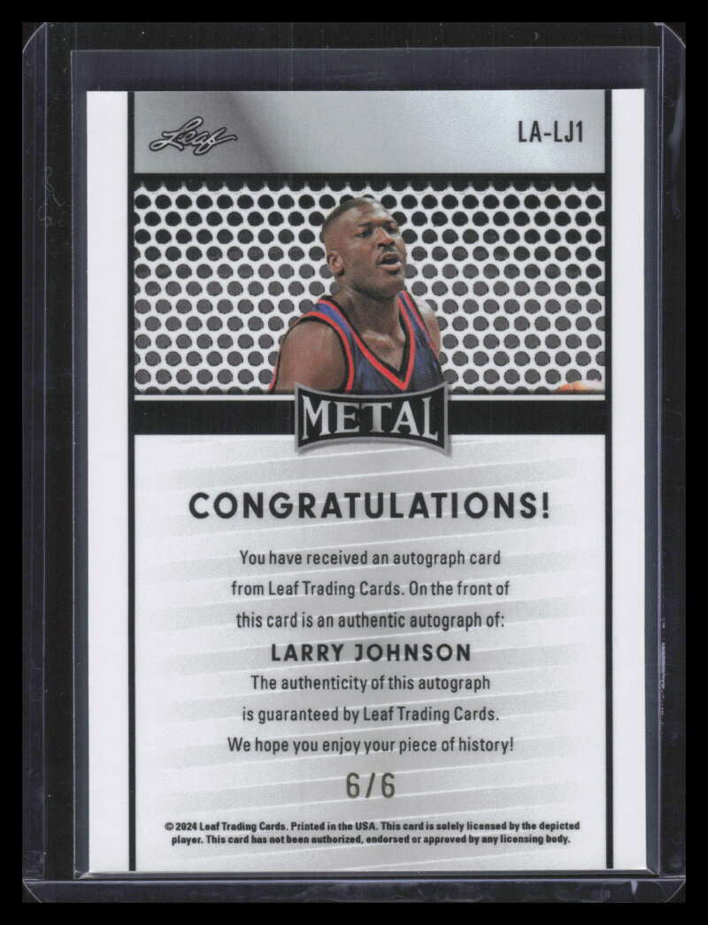 2024 Leaf Collective Leaf Autographs Shimmer Green lalj1 Larry Johnson Auto 6/6