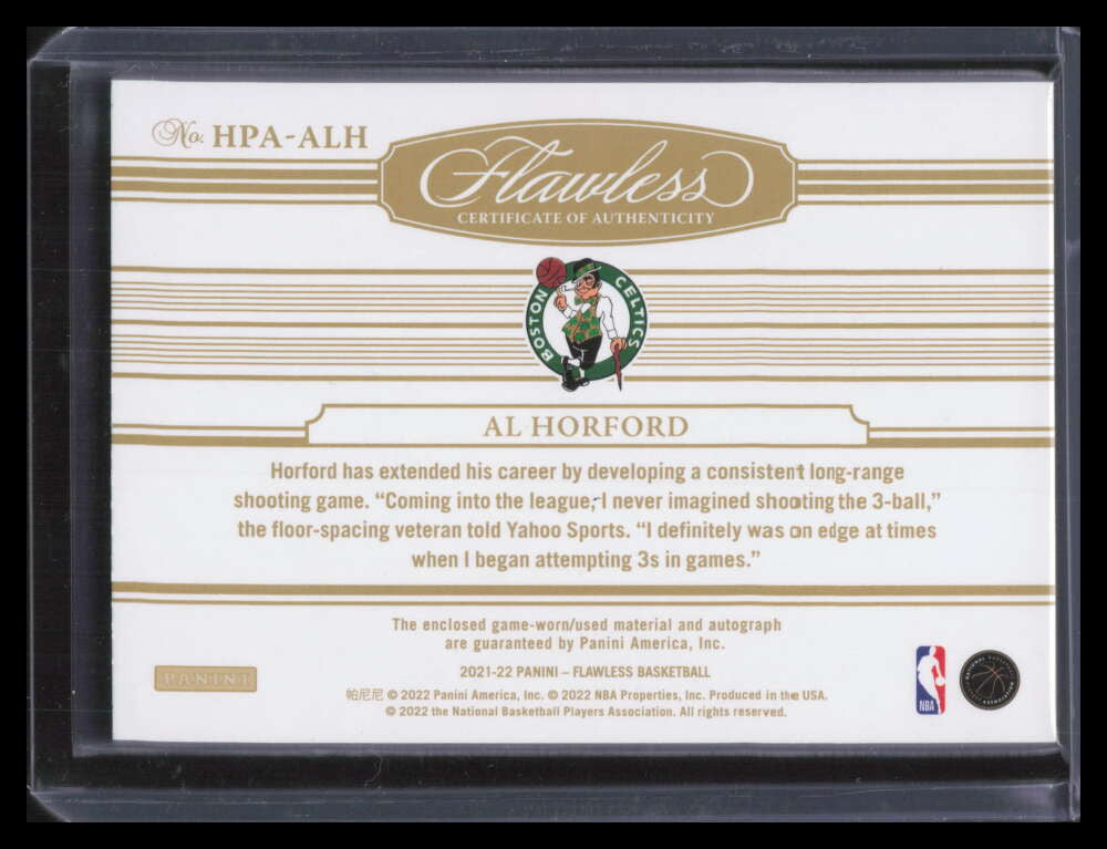 2021-22 Panini Flawless Horizontal Autographs 39 Al Horford Patch Auto 20/25