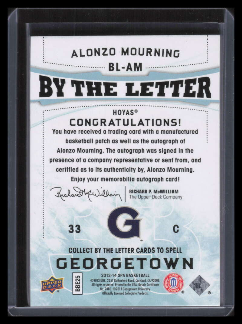 2013-14 SP Authentic By Letter Signatures Alonzo Mourning Letter Patch Auto 2/3