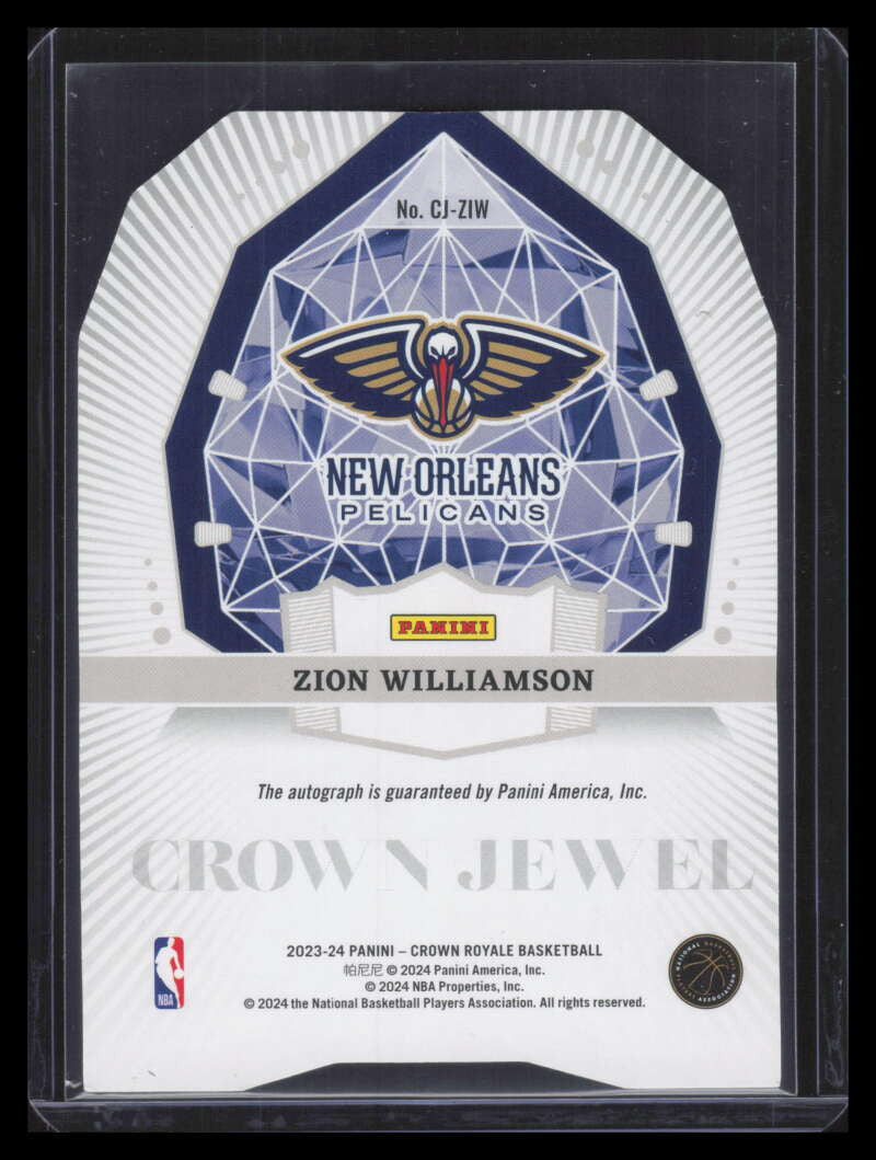 2023-24 Crown Royale Crown Jewel Signatures 2 Zion Williamson Auto 2/49