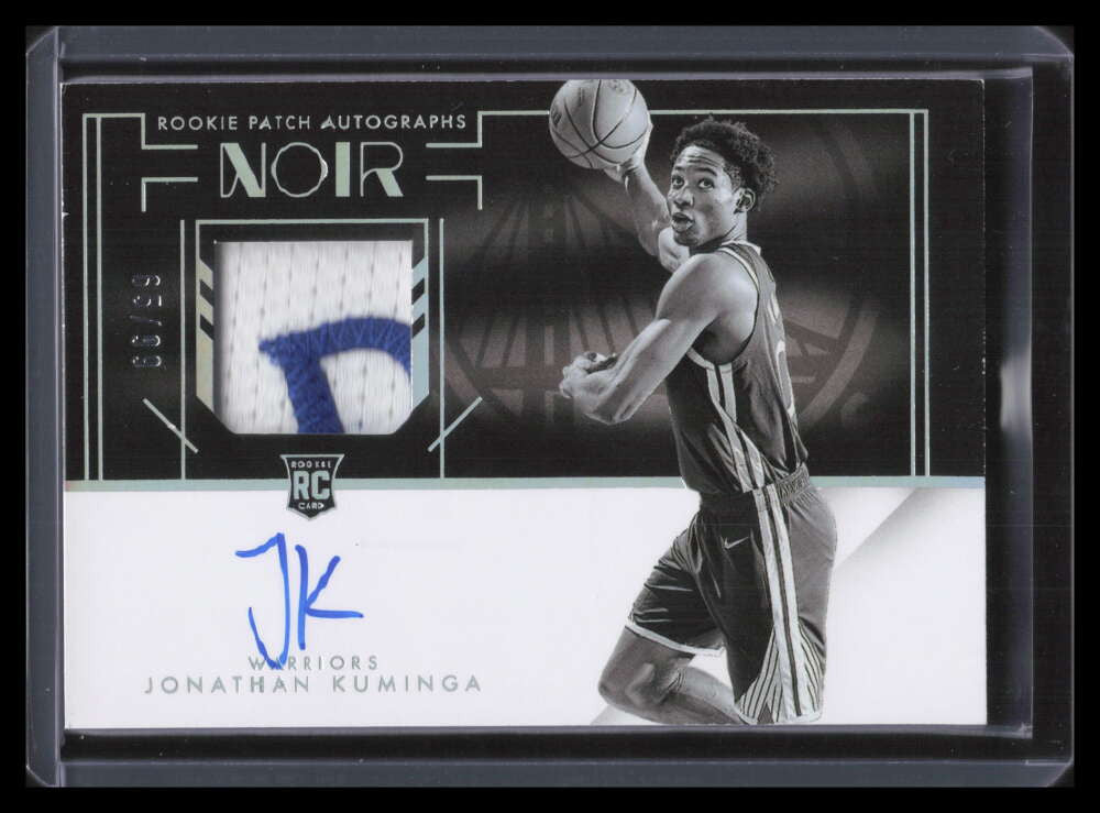 2021-22 Panini Noir 328 Jonathan Kuminga BW Rookie Patch Auto 65/99 Black White