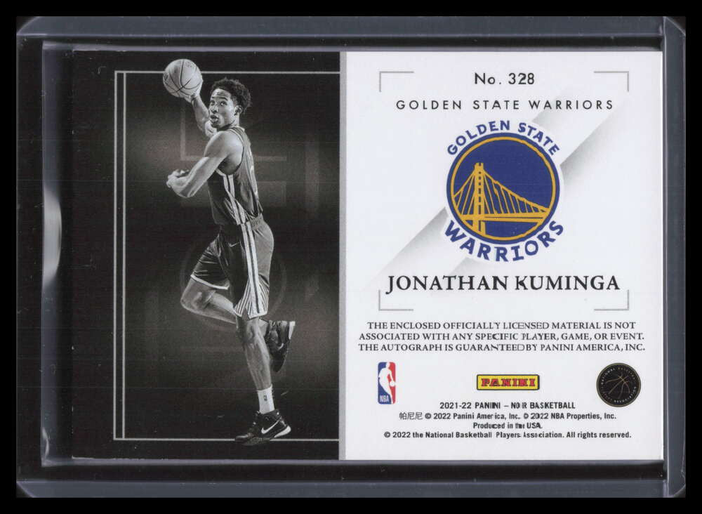 2021-22 Panini Noir 328 Jonathan Kuminga BW Rookie Patch Auto 65/99 Black White