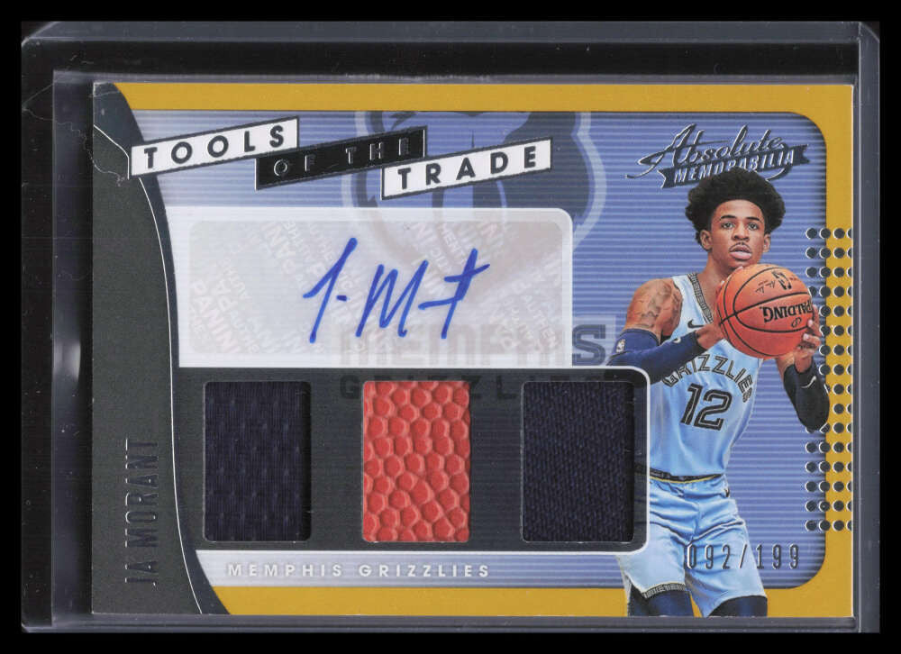 2019-20 Absolute Tools of the Trade Ja Morant RC Triple Ball Jersey Auto 92/199