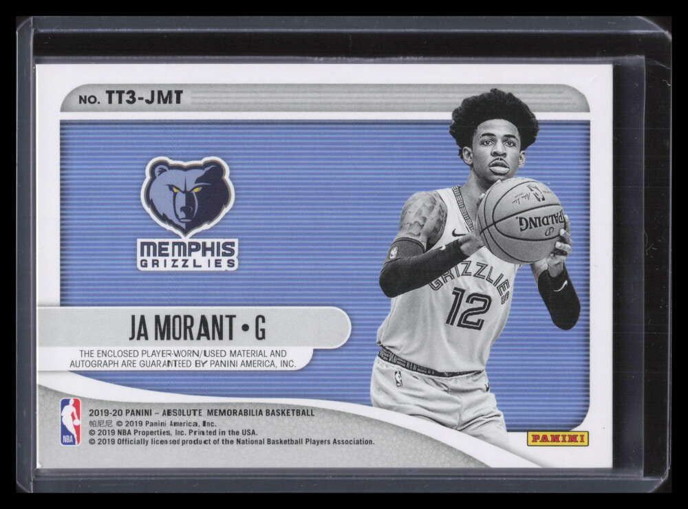 2019-20 Absolute Tools of the Trade Ja Morant RC Triple Ball Jersey Auto 92/199