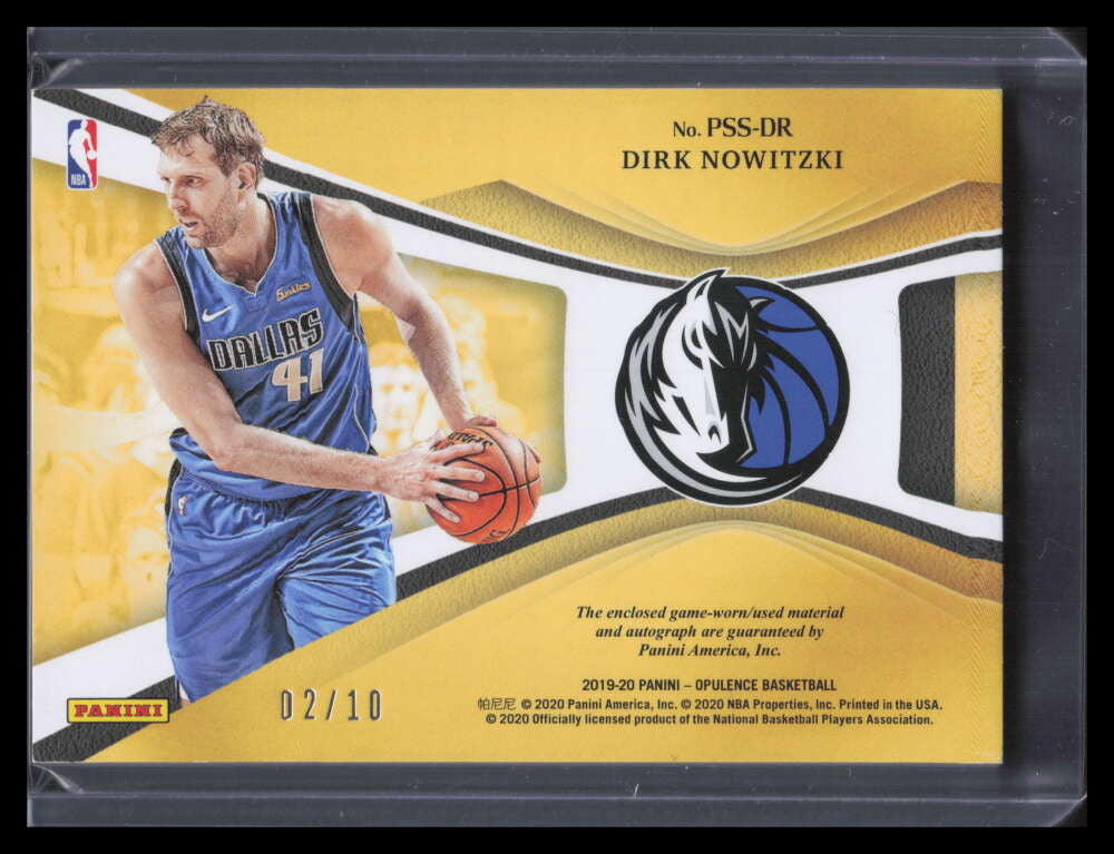 2019-10 Panini Opulence Precious Swatch Signatures Dirk Nowitzki Patch Auto 2/10