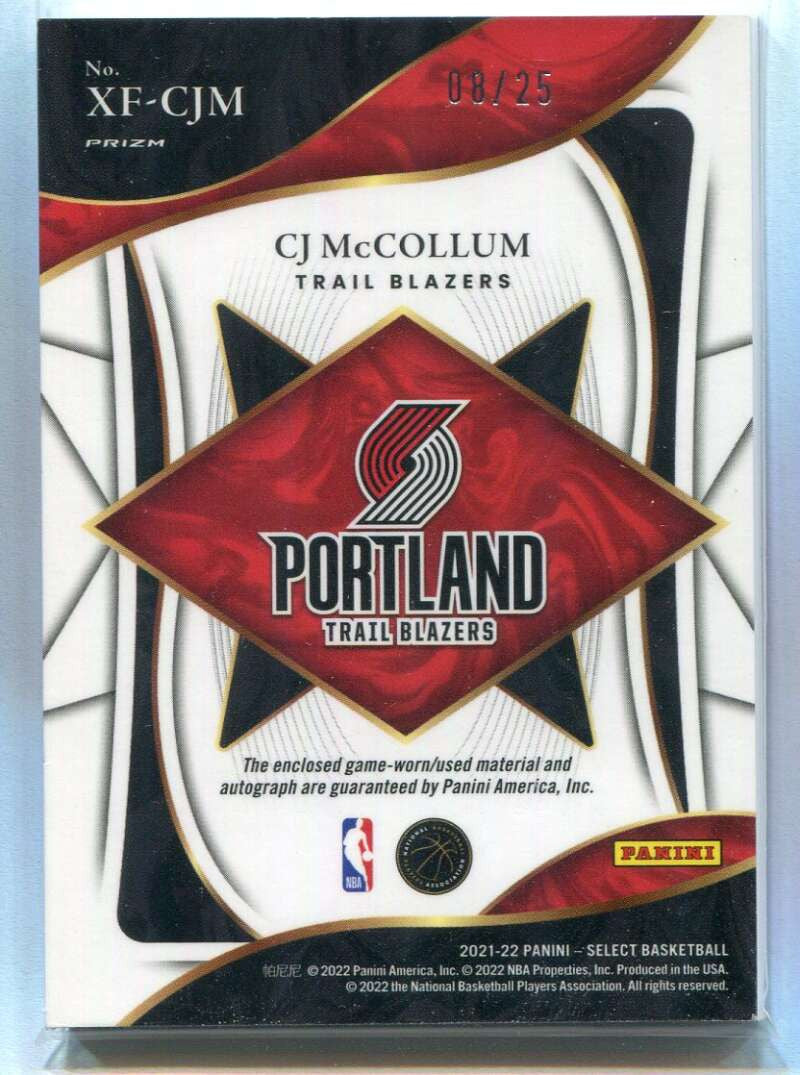 2021-22 Select X-Factor Memorabilia Tie Dye 12 CJ McCollum Patch Auto 8/25
