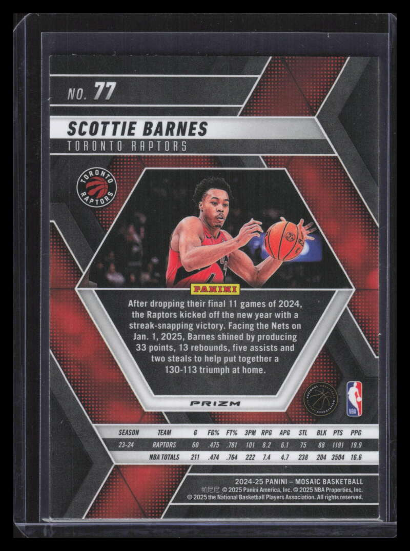 SOLD 173610 2024-25 Panini Mosaic Mosaic Honeycomb Refractor 77 Scottie Barnes