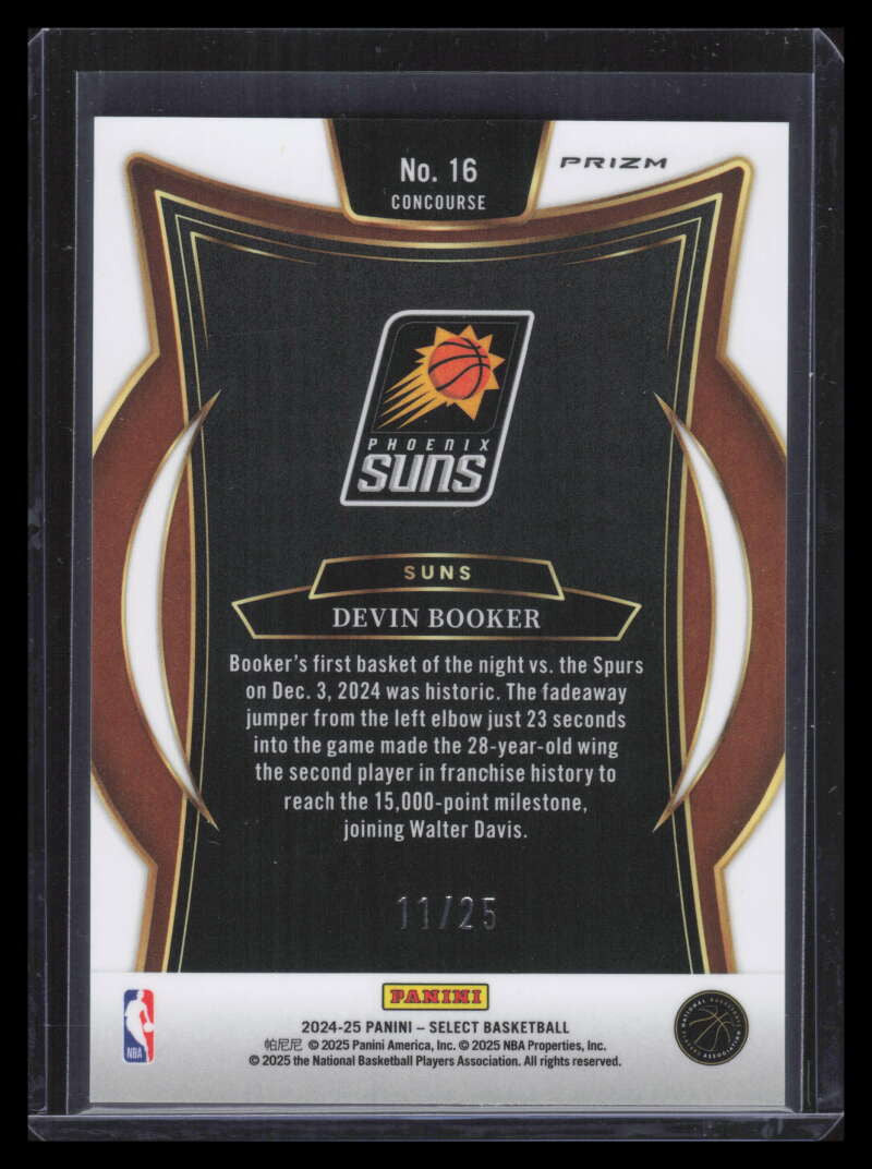2024-25 Select Blue Disco Prizms Refractor 16 Devin Booker 11/25 Concourse