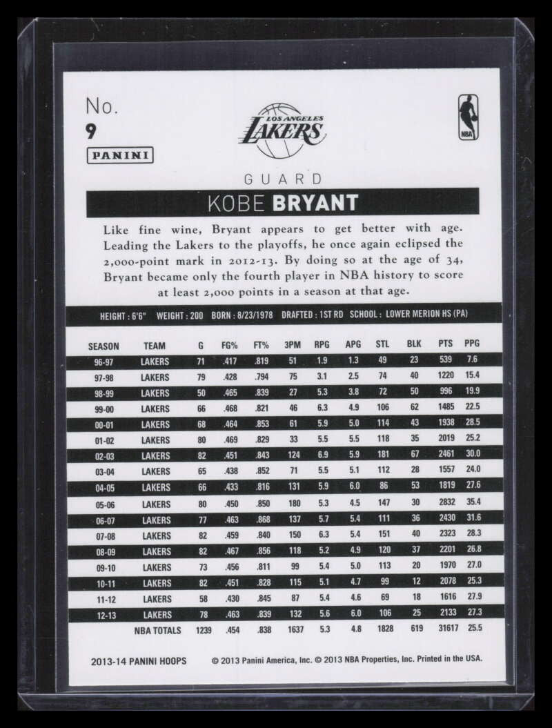 2013-14 Hoops Red 9 Kobe Bryant