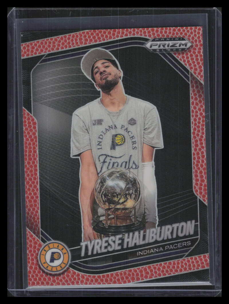 SOLD 173649 2024-25 Panini Prizm Black Prizms Basketball 171 Tyrese Haliburton 116/225