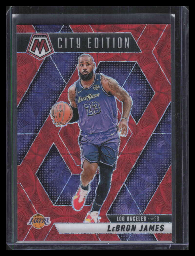 SOLD 173651 2024-25 Panini Mosaic International Red Refractor 286 LeBron James City 33/75