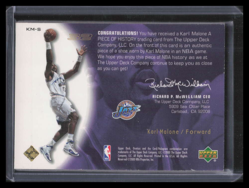 2000-01 Upper Deck Ovation A Piece of History KMS Karl Malone Shoe