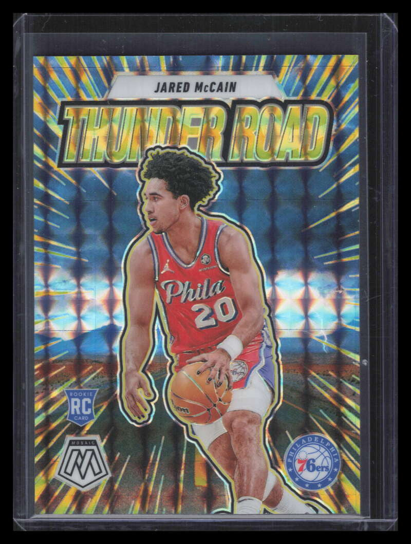 2024-25 Panini Mosaic Thunder Road Reactive Yellow 17 Jared McCain Rookie 53/99