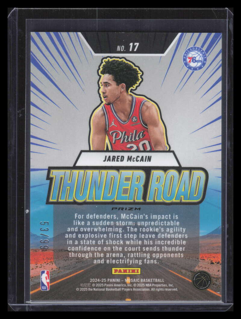 2024-25 Panini Mosaic Thunder Road Reactive Yellow 17 Jared McCain Rookie 53/99