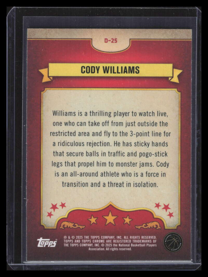 2024-25 Topps Chrome Dippers d25 Cody Williams Rookie