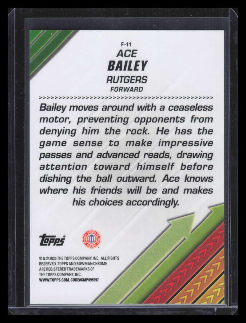DELETE 173707 2024-25 Bowman Chrome U Facilitators Black Gold Refractor f11 Ace Bailey RC 8/24