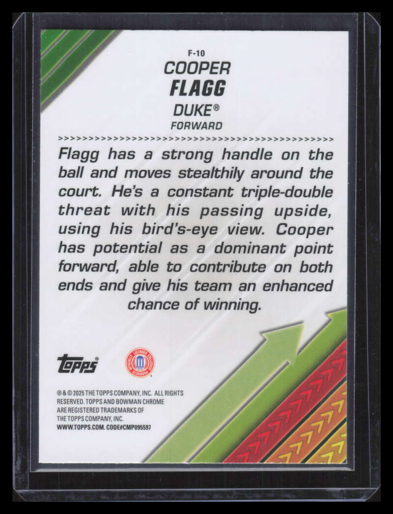 2024-25 Bowman Chrome U Facilitators Blue Refractor f10 Cooper Flagg RC 38/150