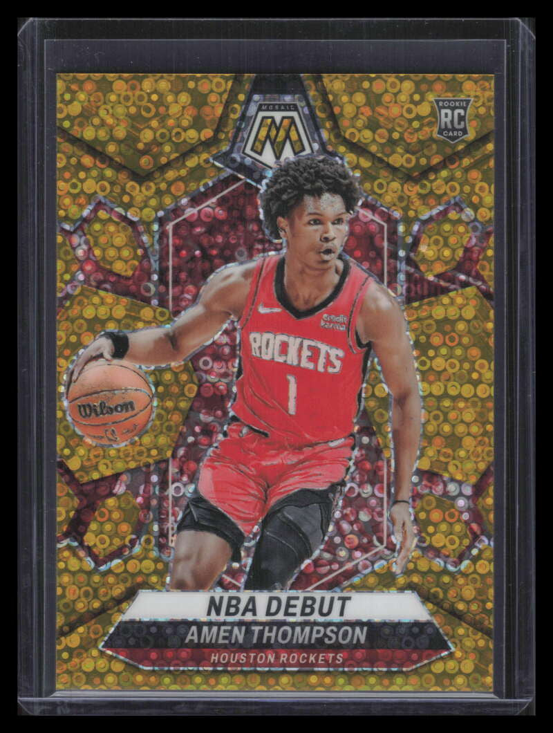 2023-24 Panini Mosaic Fast Break Gold Refractor 269 Amen Thompson Debut RC 5/10