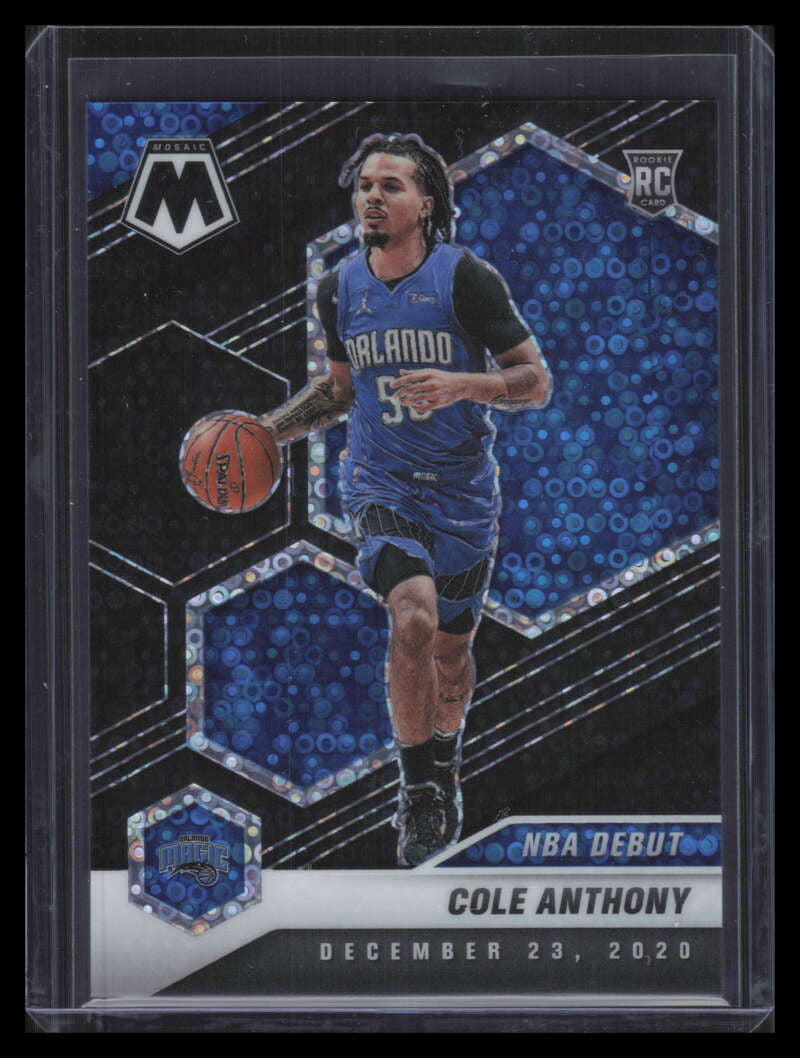 SOLD 173726 2020-21 Panini Mosaic Fast Break Black Refractor 268 Cole Anthony Rookie 1/1