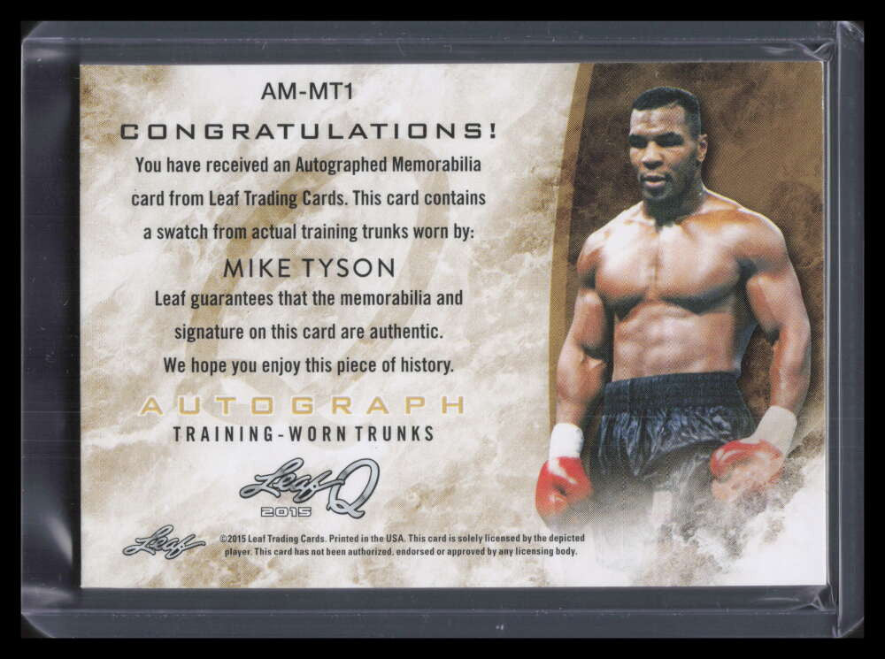 2017 Leaf Q '15 Memorabilia Autographs Silver ammt1 Mike Tyson Relic Auto 1/5