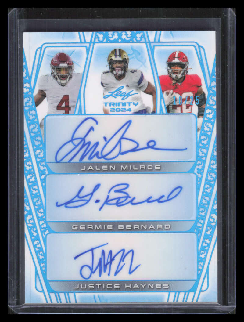 2024 Leaf Trinity Triple Autographs Platinum Haynes Bernard Milroe RC Auto 10/25