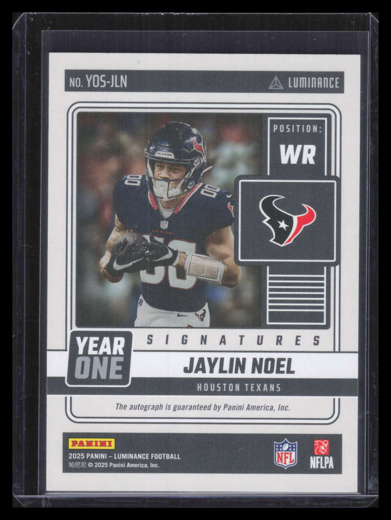 2025 Panini Luminance Year One Signatures Red 25 Jaylin Noel Rookie Auto
