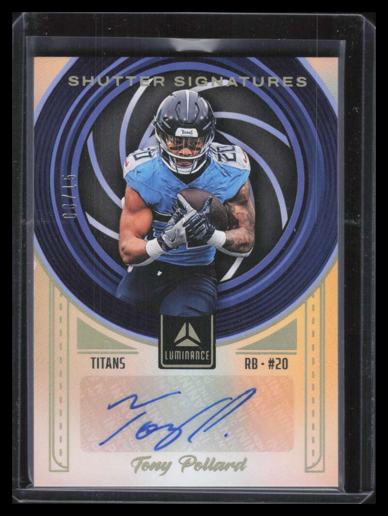 2025 Panini Luminance Shutter Signatures Gold 19 Tony Pollard Auto 8/15