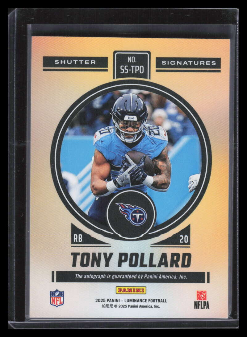 2025 Panini Luminance Shutter Signatures Gold 19 Tony Pollard Auto 8/15