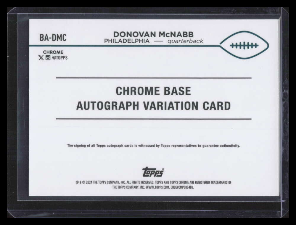 DELETE 173757 2024 Topps Chrome Autographs Green Geometric Refractor Donovan McNabb Auto 64/99