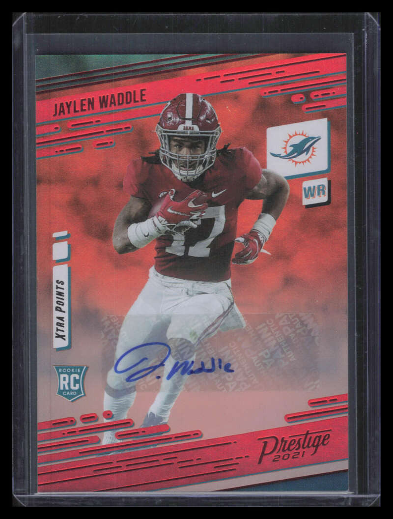 SOLD 173762 2021 Prestige Xtra Points Signatures Premium Red 213 Jaylen Waddle Rookie Auto