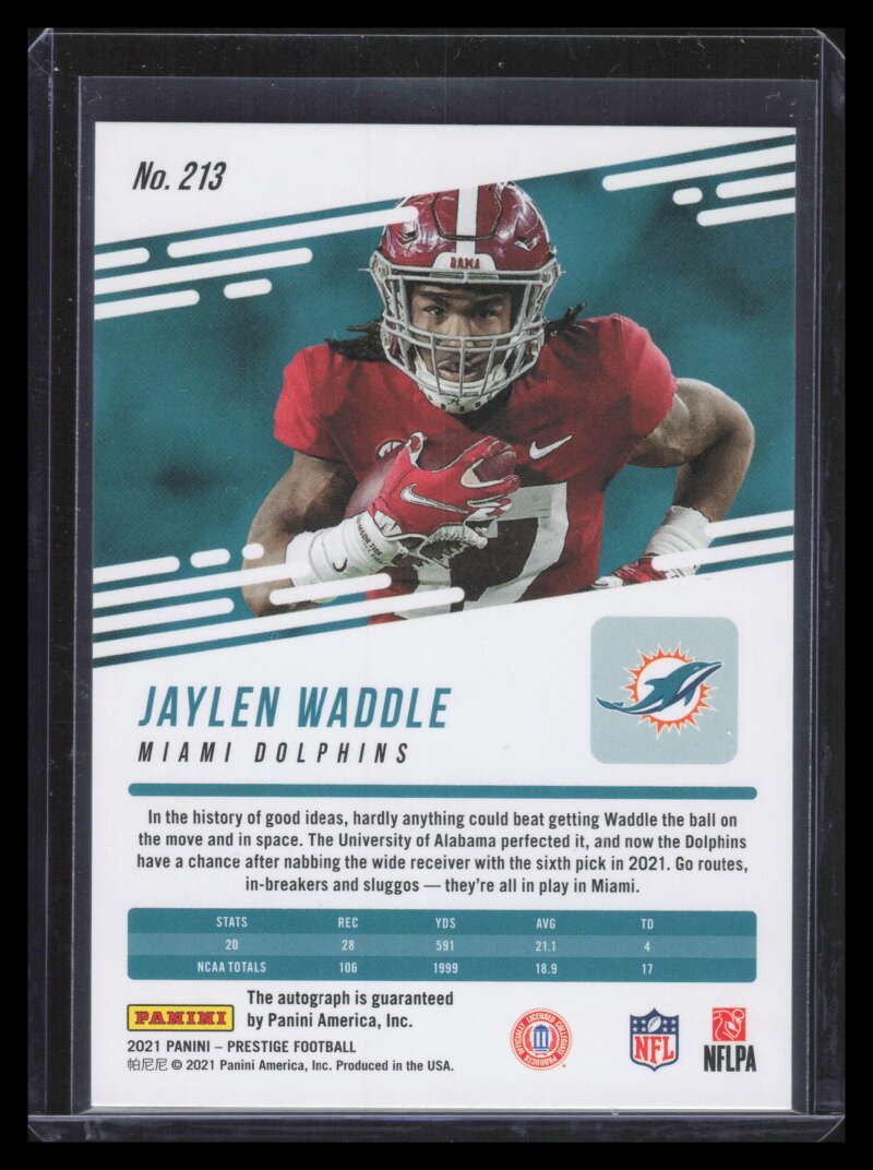 SOLD 173762 2021 Prestige Xtra Points Signatures Premium Red 213 Jaylen Waddle Rookie Auto