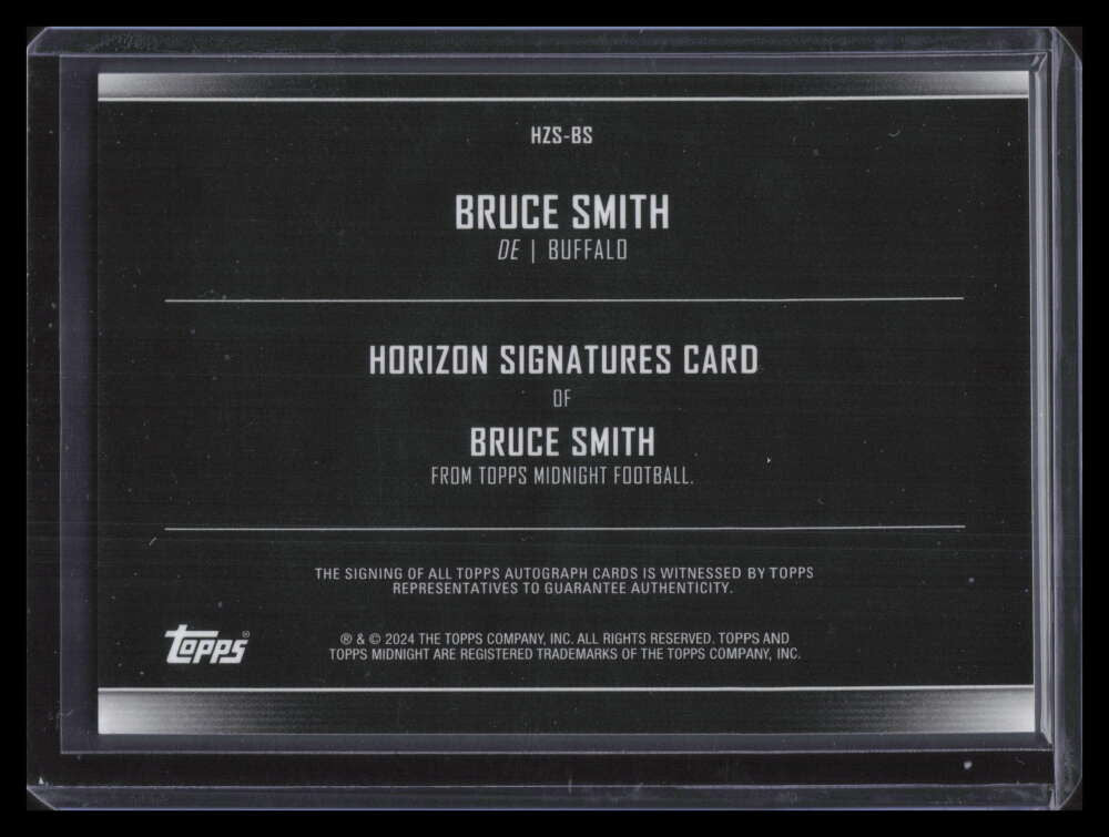 SOLD 173770 2024 Topps Midnight Horizon Signatures Equinox HZSBS Bruce Smith Auto 15/20