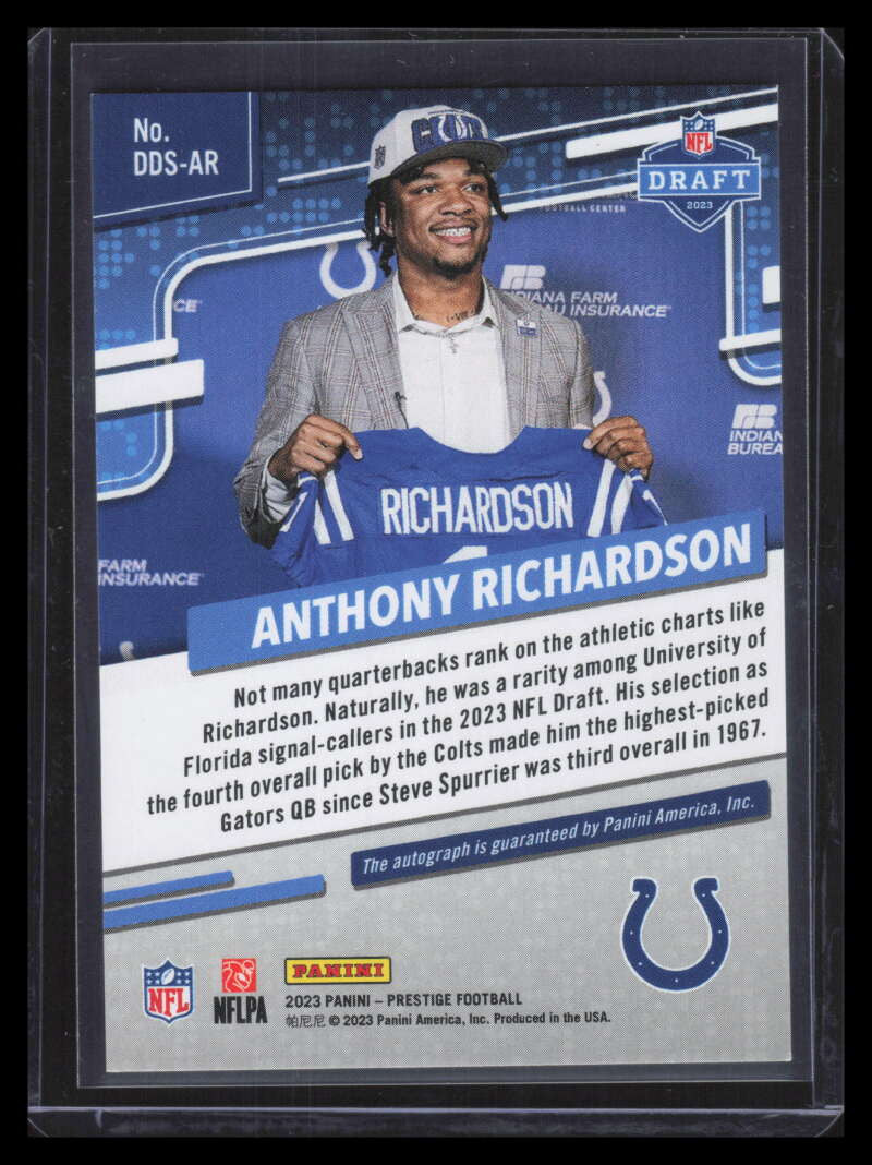 DELETE 173773 2023 Prestige Draft Day Signatures 2 Anthony Richardson Rookie Auto