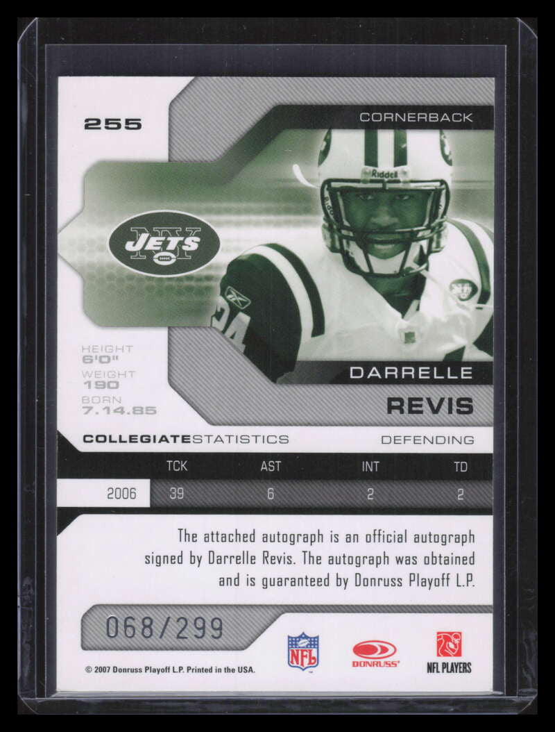 2007 Leaf Limited 255 Darrelle Revis Rookie Auto 68/299
