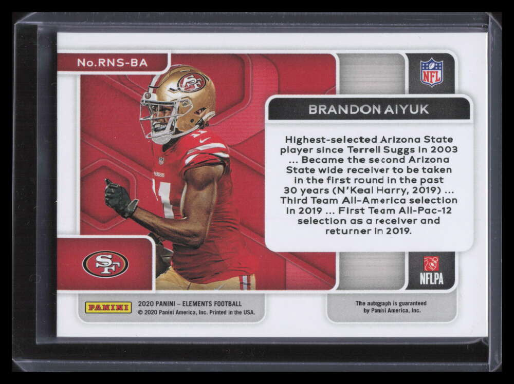 2020 Panini Elements Rookie Neon Signs Red 19 Brandon Aiyuk Rookie Auto 9/25