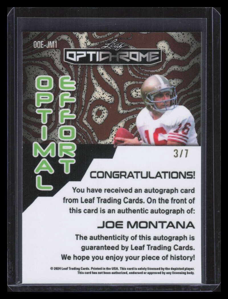 2024 Leaf Eclectic Optichrome Optimal Effort Pink Prismatic Joe Montana Auto 3/7