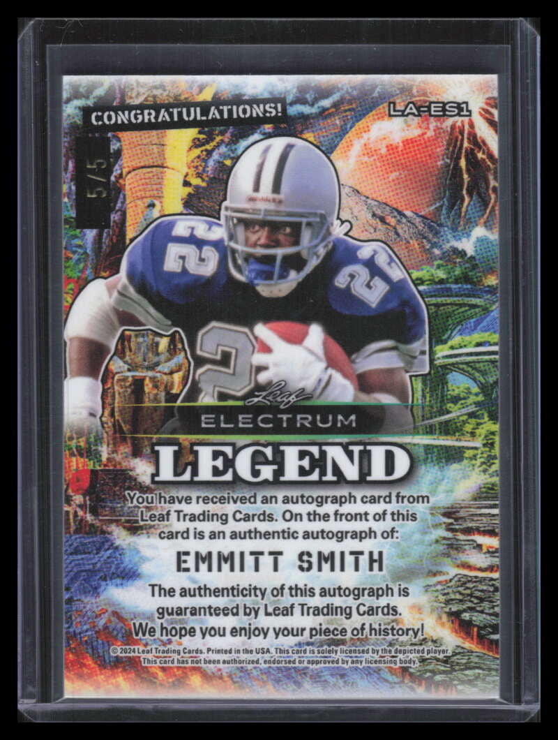 2024 Leaf Electrum Legend Autographs Green laes1 Emmitt Smith Auto 5/5