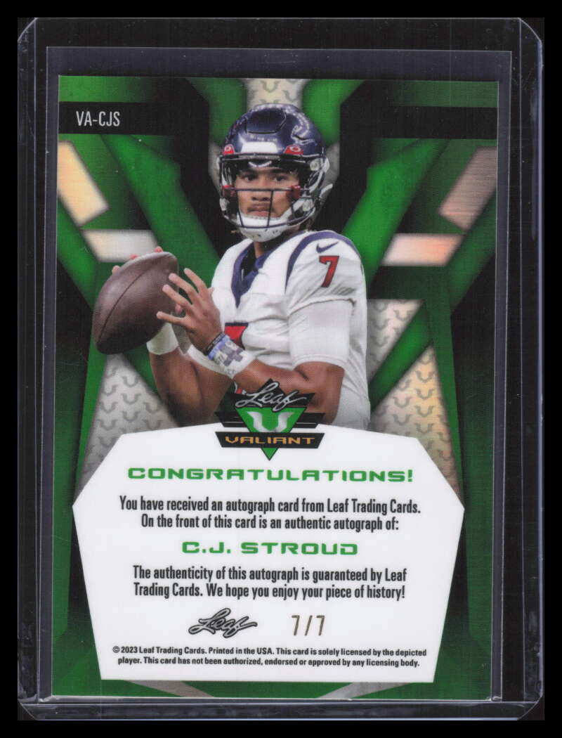 2023 Leaf Eclectic Valiant Autographs Prismatic Pink VACJS CJ Stroud RC Auto 7/7