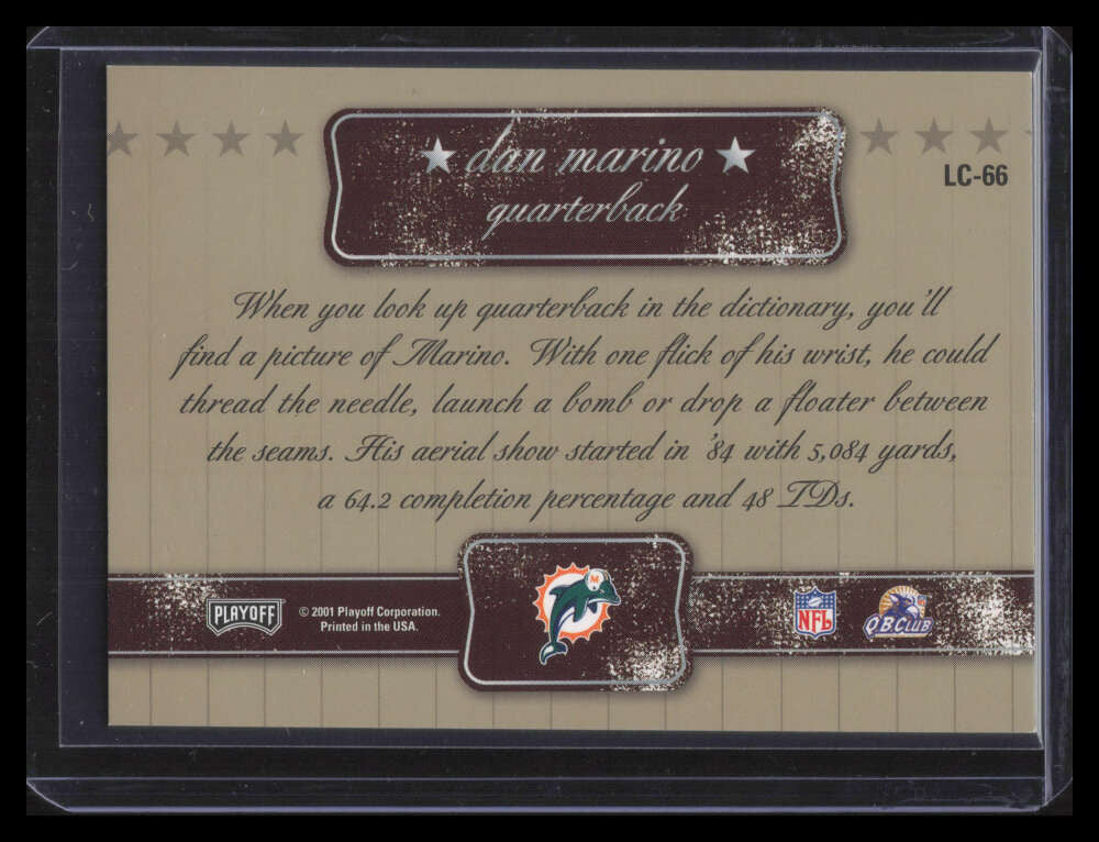 2001 Playoff Contenders Legendary Contenders Autographs 66 Dan Marino Auto /59