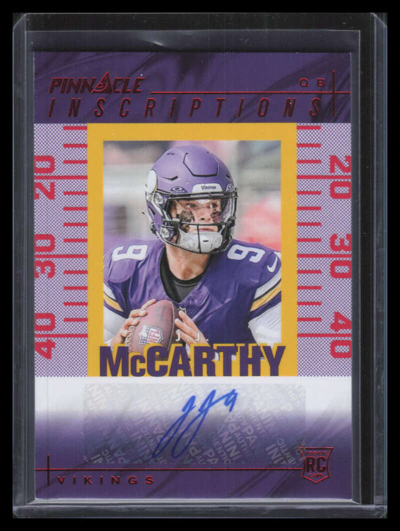 2024 Panini Encore Pinnacle Inscriptions Red 22 J. J. McCarthy Rookie Auto 43/50